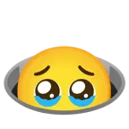 face holding back tears + hole