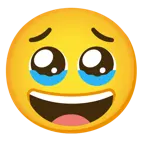 face holding back tears + grinning face