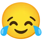 face holding back tears + face with tears of joy
