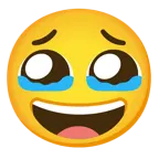 face holding back tears + grinning squinting face