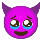 face holding back tears + smiling face with horns