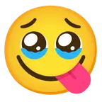 face holding back tears + face savoring food