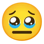 face holding back tears + expressionless face