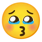face holding back tears + kissing face with closed eyes