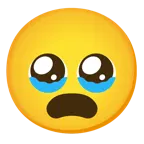 face holding back tears + frowning face with open mouth