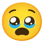 face holding back tears + anguished face