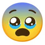 face holding back tears + fearful face