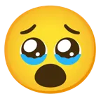 face holding back tears + face with open mouth