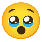 face holding back tears + hushed face