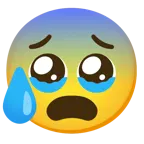 face holding back tears + anxious face with sweat