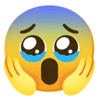 face holding back tears + face screaming in fear