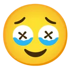 face holding back tears + face with crossed-out eyes