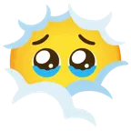 face holding back tears + face in clouds