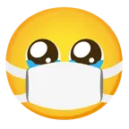 face holding back tears + face with medical mask
