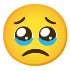 face holding back tears + slightly frowning face