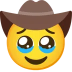 face holding back tears + cowboy hat face