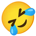 face holding back tears + rolling on the floor laughing