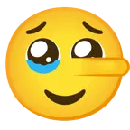 face holding back tears + lying face