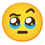 face holding back tears + face with raised eyebrow