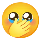 face holding back tears + face with hand over mouth