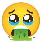 face holding back tears + face vomiting