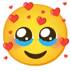 face holding back tears + smiling face with hearts