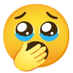 face holding back tears + yawning face