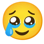face holding back tears + smiling face with tear