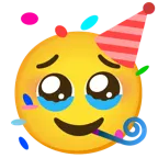 face holding back tears + partying face