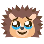 face holding back tears + hedgehog