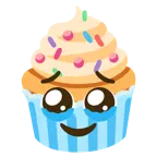 face holding back tears + cupcake