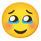 face holding back tears + smiling face