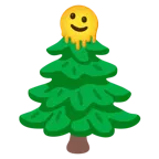 melting face + evergreen tree