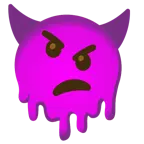 melting face + angry face with horns