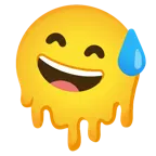 melting face + grinning face with sweat