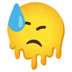 melting face + downcast face with sweat