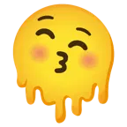 melting face + kissing face with closed eyes