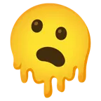 melting face + frowning face with open mouth