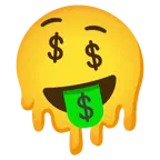 melting face + money-mouth face
