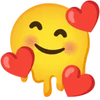 melting face + smiling face with hearts