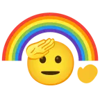 faccina che fa il saluto + arcobaleno