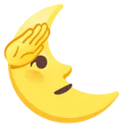 faccina che fa il saluto + faccina ultimo quarto di luna