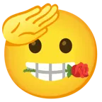 faccina che fa il saluto + rosa