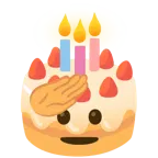 faccina che fa il saluto + torta di compleanno