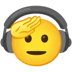 faccina che fa il saluto + cuffie