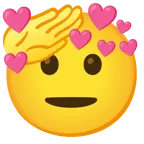 faccina che fa il saluto + cuore con freccia
