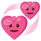 faccina che fa il saluto + cuori che girano
