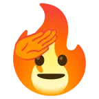 faccina che fa il saluto + fuoco