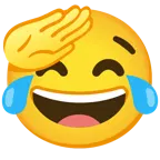 faccina che fa il saluto + faccina con lacrime di gioia