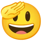 faccina che fa il saluto + faccina con sorriso e occhi spalancati